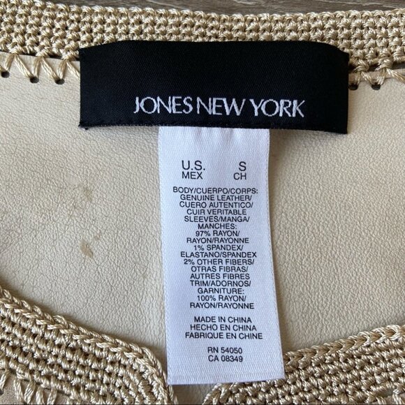 NWOT Jones New York Suede Crochet Patchwork Open Front Jacket - Picture 8 of 16